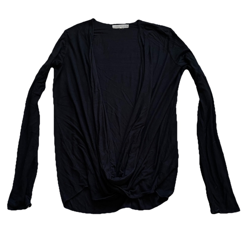 JOAH BROWN Elegant Black Drape Neck Women's Top M/L Chic Sophisticated Feminine